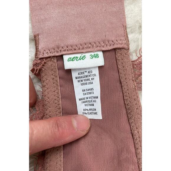 Aerie Women's Size 34B Mauve Pink Lace Real Power Balconette Bra - Picture 6 of 8